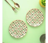 House of Mishka Side Plates Set of 2, Tropical Print Leaf Small Dinner Plates 7 inch, Ceramic Serving Dishes for Cake, Salad, Tapas, Bread, Fruit, Starter