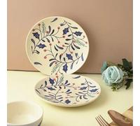 House of Mishka Side/Quarter Plates Set of 2, Indus Small Dinner Plates 7 inch, Ceramic Serving Dishes for Cake, Salad, Tapas, Bread, Fruit, Starter and Dessert Dishwasher & Microwave Safe (7 inch)