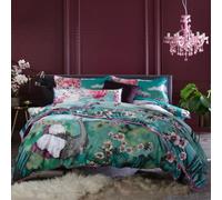 House of Norris Flight of the Heron Double Duvet Cover Set | 200 Thread Count 100% Cotton Bedding Set | Free Decorative Cushion with Pom Pom Trim | Soft Japanese-Inspired Design