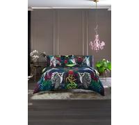 House of Norris Luxurious Under the Neon Moon 100% Cotton Duvet Cover Set with Digitally Printed Design Piped Finish & 200 Thread Count | Size: Double House of Norris Multicolor Double