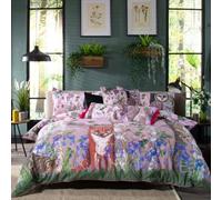 House of Norris The Forest at Twilight King Size Duvet Cover Set | 200 Thread Count 100% Cotton Bedding Set | Free Decorative Cushion with Pom Pom Trim | English Woodland-Inspired Design
