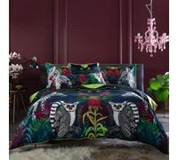 House of Norris Under the Neon Moon Super King Size Duvet Cover Set | 200 Thread Count 100% Cotton Bedding Set | Free Decorative Cushion with Pom Pom Trim | Vibrant Tropical Design Inspired by Zambia