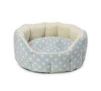 House of Paws Blue Fleece Star Snuggle Oval Puppy Bed - Small