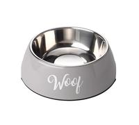 House Of Paws Grey Woof 2 in 1 Dog Bowl, Medium