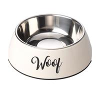 House of Paws Woof 2-in-1 Dog Bowl - Cream - Size: Large