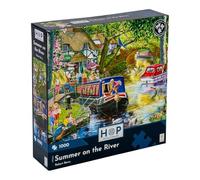 The House of Puzzles - Summer on the River Jigsaw - 1000 Piece Jigsaws For Adults, Artist Illustrated, Scenic Landscape, Deluxe Puzzle Gifts