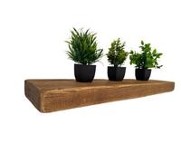 House of Rustic Wooden Floating Shelf Rustic Oak Wall Mounted Solid Wood Industrial Reclaimed Style(L) 40Cm X (W) 22Cm X 6Cm Thick