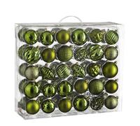 House of Seasons Christmas Tree Baubles Set - 60 Pieces - Diameter 7 cm - Shatterproof - Dark Green