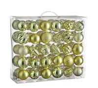 House of Seasons Christmas Tree Baubles Set - 60 Pieces - Diameter 7 cm - Shatterproof - Light Green