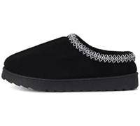 House of Sehrish MX11 Faux Suede Embroidered Cozy Slipper Boots (Black, UK Footwear Size System, Adult, Women, Numeric, Medium, 8)