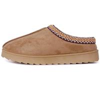 House of Sehrish MX11 Faux Suede Embroidered Cozy Slipper Boots (Camel, UK Footwear Size System, Adult, Women, Numeric, Medium, 4)