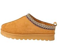 House of Sehrish MX11 Faux Suede Embroidered Cozy Slipper Boots (Chestnut, UK Footwear Size System, Adult, Women, Numeric, Medium, 3)
