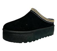 House of Sehrish MX11H Fluffy Platform Slippers Faux Fur Lined Ankle Boots (Black Yellow, UK Footwear Size System, Adult, Women, Numeric, Medium, 5)