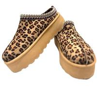 House of Sehrish MX11H Fluffy Platform Slippers Faux Fur Lined Ankle Boots (Leopard, UK Footwear Size System, Adult, Women, Numeric, Medium, 3)