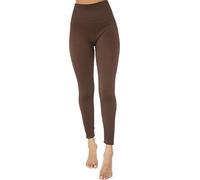 House of Sehrish New Women Ribbed Leggings Water Resistant Warm Tights High Waist Hiking Trousers Gym Bottoms (UK, Numeric, 14, Regular, Regular, Brown)