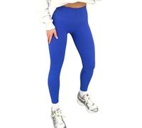 House of Sehrish New Women Ribbed Leggings Water Resistant Warm Tights High Waist Hiking Trousers Gym Bottoms (UK, Numeric, 8, Regular, Regular, Blue)