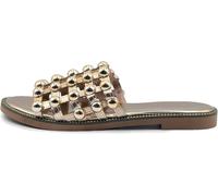 House of Sehrish RGD353 PU Studded Caged Slider Sandals (Rose Gold, UK Footwear Size System, Adult, Women, Numeric, Medium, 3)