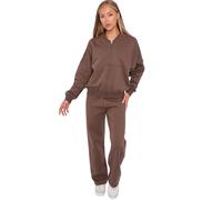 House of Sehrish Women Bomber Oversized Baggy 2 Piece Loung Wear Casual Set Ladies Suit Tracksuit Comfortable (UK, Alpha, L, XL, Regular, Regular, Chocolate)