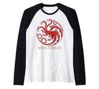 House of The Dragon Red Three Headed Dragon Emblem Raglan Baseball Tee