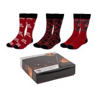 House of the Dragon Socks Pack - Red, Black and White - 3 Pairs - UK Size 6.5 to 11 - Long Socks Made of Cotton, Polyamide and Elastane - Original Product Designed in Spain