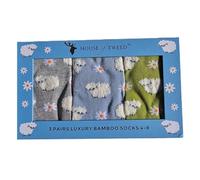 House Of Tweed Ladies Luxury Bamboo Socks Pack of 3 Pairs Animal Pattern Sheep 2 UK Sizes 4-8