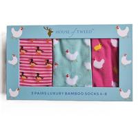 House Of Tweed Ladies Luxury Bamboo Socks Pack of 3 Pairs Animal Pattern UK Sizes 4-8