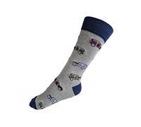House Of Tweed Mens Colorful Fun Dress Socks Funky Pattern Novelty Smart Design Biodegrdable Bamboo Calf Socks Size 7-12 One Pair (UK, Numeric, 7, 12, Regular, Regular, Big Boys Toys 1 Grey)