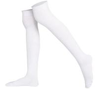 House of Velours Girls Knee High Cotton School Socks, Black White Grey, Size 4-6, 3 Pairs, Anti-Blister Classic Style with Fluffy Ribbons Bow, 11+ Years (UK, Numeric, 4, 6, Regular, White 1 Pair)