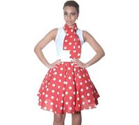 House of Velours Ladies Black,RED,Pink Polka DOT Rock N ROLL Poodle Skirt 50's Fancy Dress UK Size 8-14 (Inch 18) (UK, Alpha, One Size, Regular, Regular, S-M, Red White)