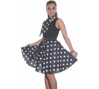 House of Velours Ladies Black,RED,Pink Polka DOT Rock N ROLL Poodle Skirt 50's Fancy Dress UK Size 8-14 (Inch 18) (UK, Alpha, One Size, Regular, Regular, S-M, Black White)