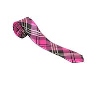 House of Velours® MEN’S LUXURY Polyester Casual Satin Neck Tie Plain Stripped Printed Wedding School Formal Halloween Fancy Dress Party Ties (Pink Tartan)