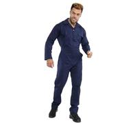House of Velours® Mens Coverall Boiler Suit - Heavy Duty Lightweight Overall Protective Safety Work Wear Multi Pocket Suit With Full Button Closure Elasticated Waist (Blue, L)