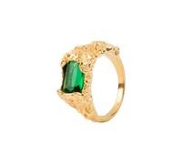 House of Vincent Stolen Possession Ring 18 ct. Goldplated Silver VJ103-URG-56 - Woman - 925 Sterling Silver Gold/Green 56