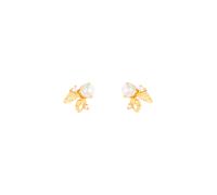 House of Vincent VENUS FOLIA Earrings Goldplated Silver VJ245-UEG - Woman - 925 Sterling Silver Gold/White 17 mm