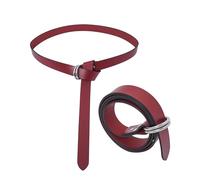 House of Warfare Medieval Double Ring Belt - Handmade Full Grain Leather Renaissance Belt for LARP, Cosplay, Reenactments, Red, 140