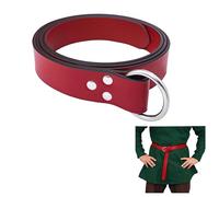House of Warfare Medieval Double Ring Belt - Handmade Full Grain Leather Renaissance Belt for LARP, Cosplay, Reenactments, Red, 180