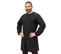 House of Warfare Medieval Gambeson Men Jacket | Padded Gambeson Coat 13th Century 2-Layer - Quilted Cotton Arming Wear, Black, XL