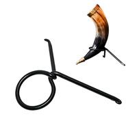 House of Warfare Medieval Hand Forged Iron Horn Stand for Drinking Horns Viking Beer Mead Horn Stand Made From Sturdy Iron for Display and Décor (Handforged Horn Stand)