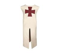 House of Warfare Men's Crusader Tabard Costume - Medieval Knight Renaissance Warrior Tunic, 100% Cotton for LARP, Cosplay (Cut Sleeves - Ecru, Large)