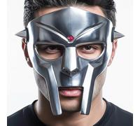 House of Warfare MF DOOM Gladiator Mask - Fantasy Party Costume Roman Gladiator Maximus Helmet for Cosplay, Halloween with Leather Strap (Mask with Stone)