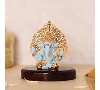 House Of Wemy 24k Gold Plated Ganesh Idol with Kalpavriksh Tree | Ganpati Statue for Car, Office Desk, Home Decor, Hindu Gifts - Resin | 4 x 3.2 x 1 Inches (Blue)