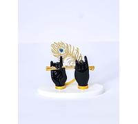 House Of Wemy Lord Krishna Hand Idol with Flute for Home Decor | God Statue for Pooja Room Decoration (Black) - 4.5 x 3.5 Inches