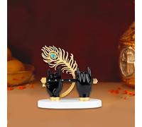 House Of Wemy Lord Krishna Hand Idol with Flute for Home Decor | God Statue for Pooja Room Decoration & Gifting - 7 x7 Inches Black