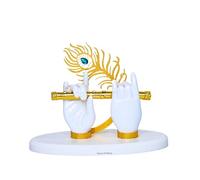 House Of Wemy Lord Krishna Hand Idol with Flute for Home Decor | God Statue for Pooja Room Decoration | 4.5 x 3.5 Inches (White)