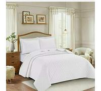 House Of Wondser New Beautiful INSPIRATION Quilted Bedspread/Throw with 2 Pillow Shams (WHITE, King)