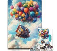 House on A Balloon 1000 Pieces Jigsaw Puzzles for Adults And Teens,Stress Reliever Difficult Challenge Enhance Love between Couples 50x75cm