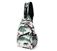 House on Hill Sling Bag Small Crossbody Bags with Adjustable Strap Durable Chest Bag for Hiking Travel
