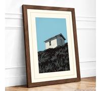 House on the Hill Minimalist Framed Wall Art Print A1 Walnut