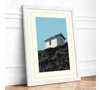 House on the Hill Minimalist Framed Wall Art Print A1 White