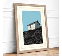House on the Hill Minimalist Framed Wall Art Print A2 Oak